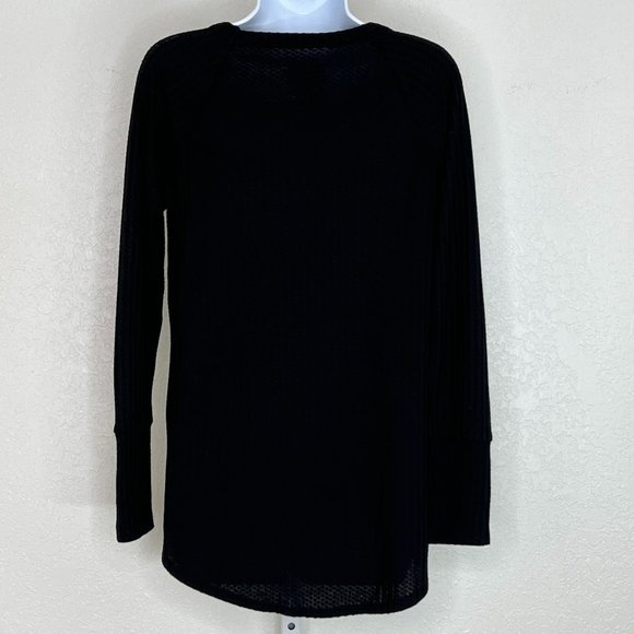 Chaser‎ Long Sleeve Waffle Thermal Tunic Sweater Top, Black, Medium - Picture 5 of 9